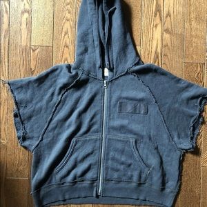 R13 Oversized Distressed Zip Hoodie